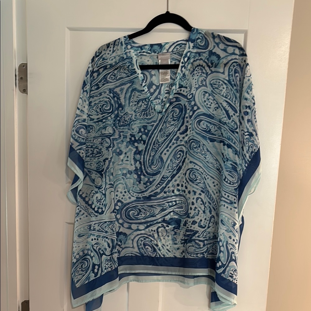 Chico's Blue and White Patterned Top